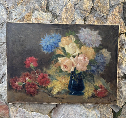 Quadro antico -Vaso Con Fiori- Giuseppe Alberto Cocco dipinto a olio su tela
