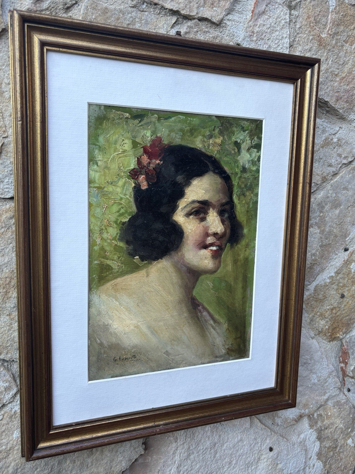 Quadro -Figura Di Donna- dipinto a olio su tavoletta