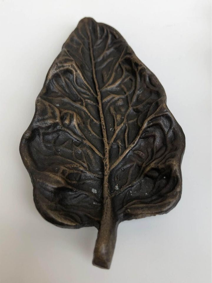 Coppia di fermacarte / svuota tasche vintage- foglia in bronzo