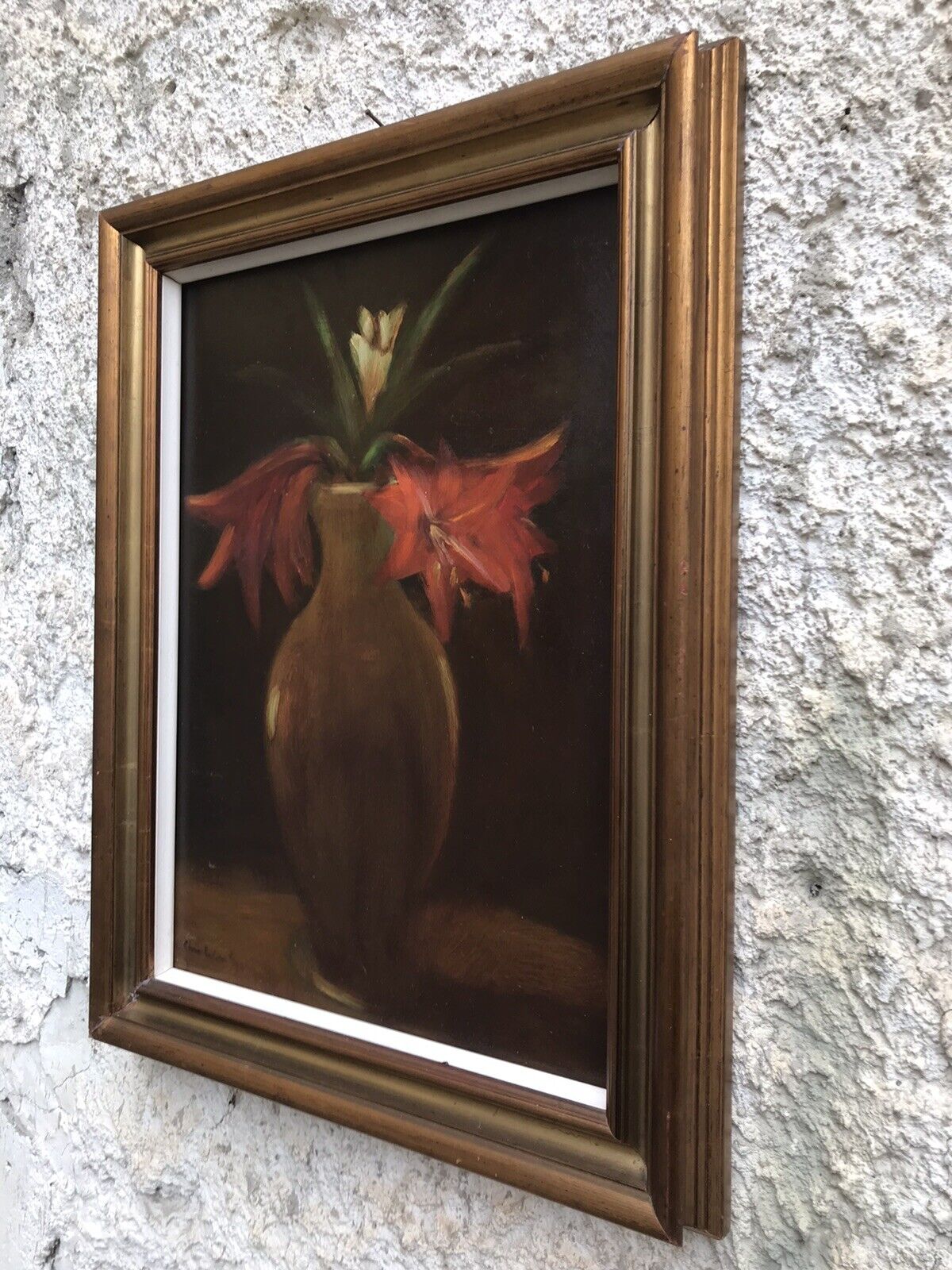 QUADRO VINTAGE-COMPOSIZIONE FLOREALE-DIPINTO A OLIO