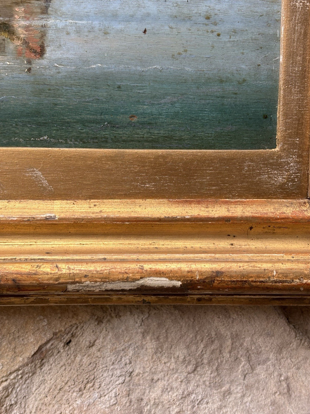Quadro antico - Paesaggio Con Marina- dipinto a olio su tavola