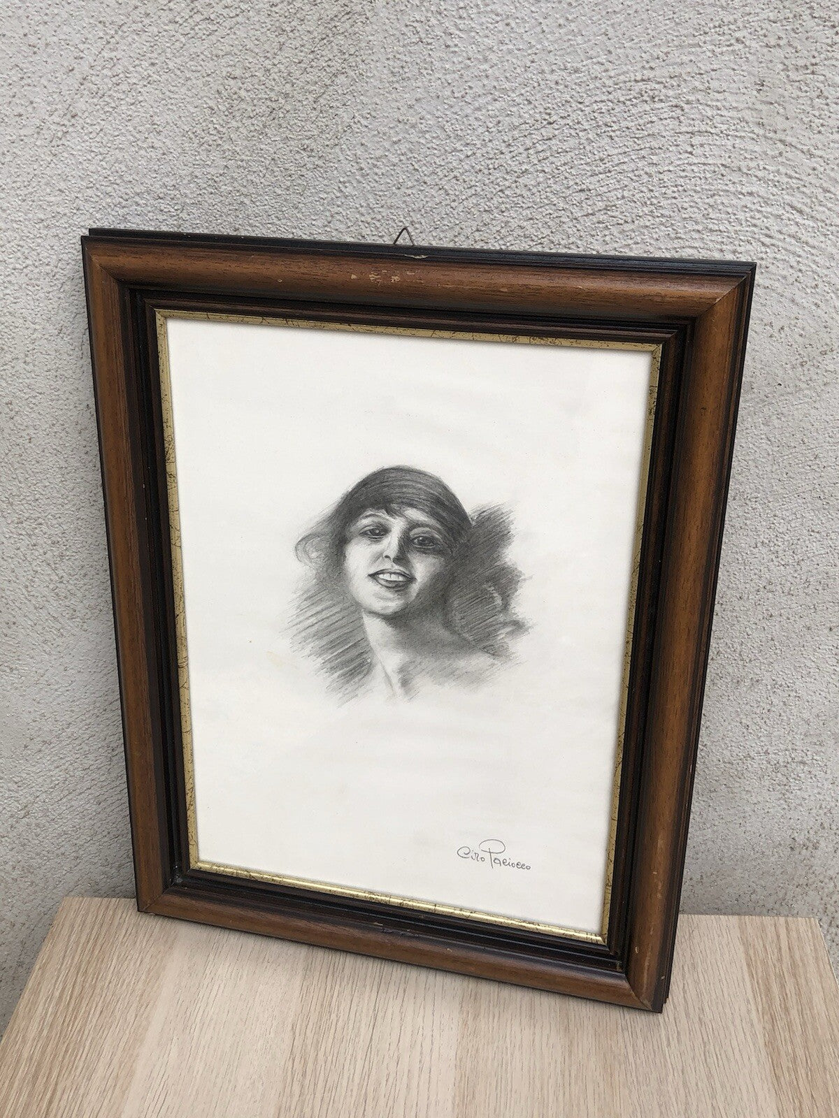 Quadro vintage -Figura Donna- disegno su carta