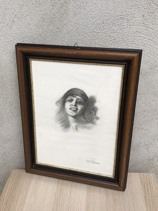 Quadro vintage -Figura Donna- disegno su carta