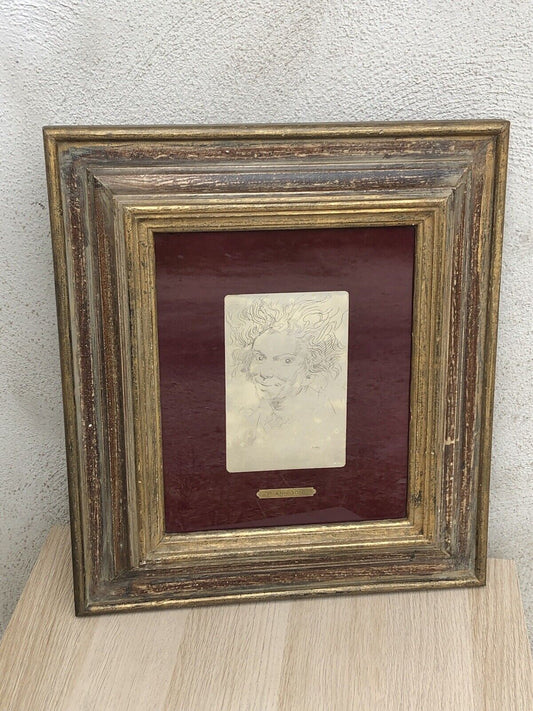 Quadro Vintage, Incisione Serigrafia Su Lastra In Argento 925 Pietro Annigoni