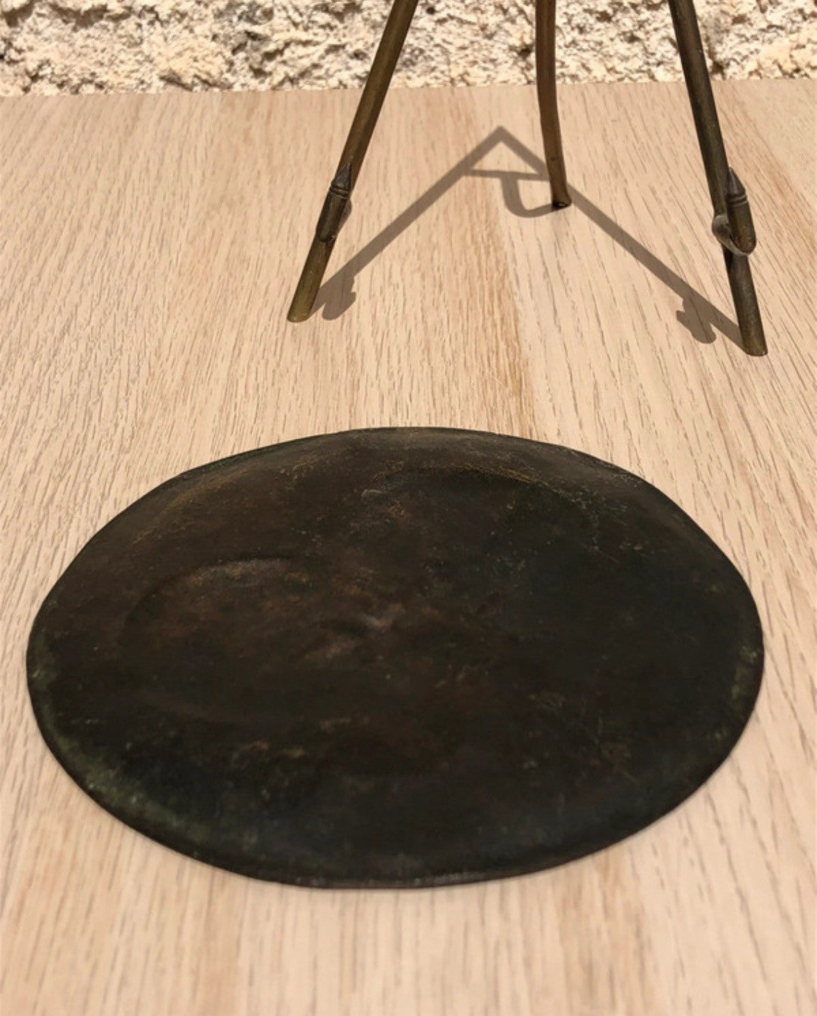 Piatto scultura vintage Bimbo Che Ride E Piange In Bronzo