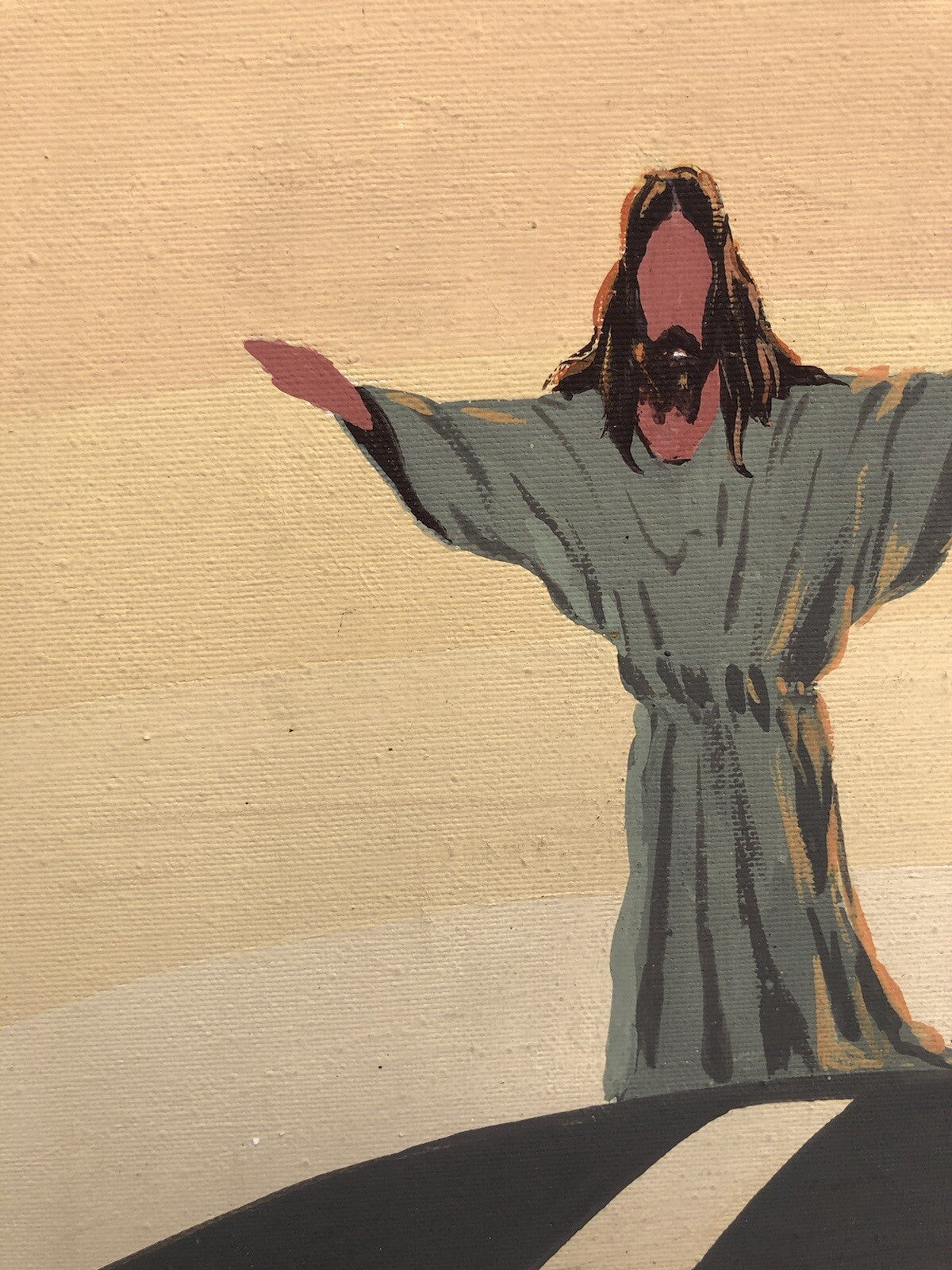 Quadro vintage -Immagine Sacra- dipinto ad acrilico su tela