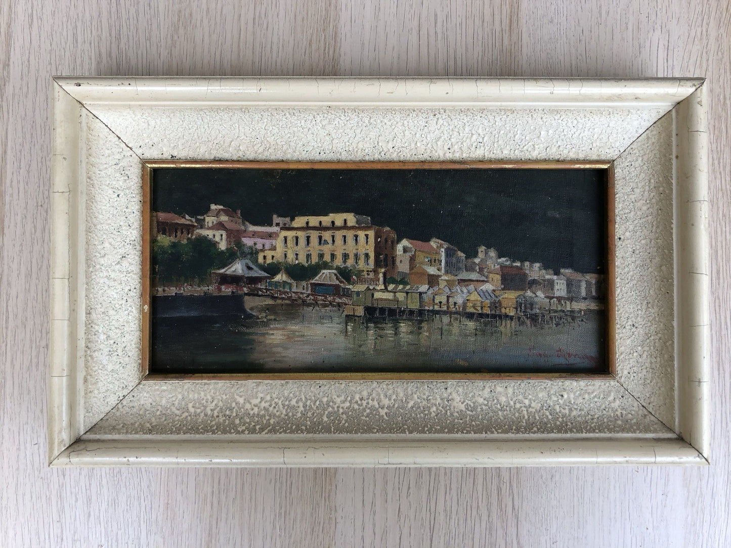 Quadro antico -Lungomare- dipinto a olio su tela