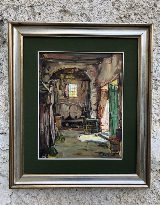 Quadro -La Cantina- dipinto a olio su tela