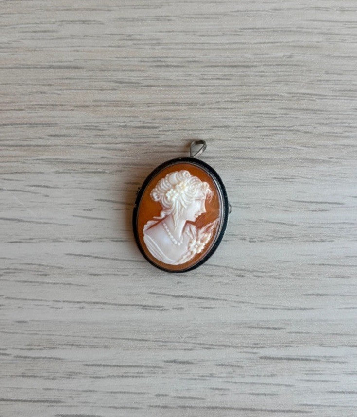 Spilla Ciondolo Cammeo In Argento 925