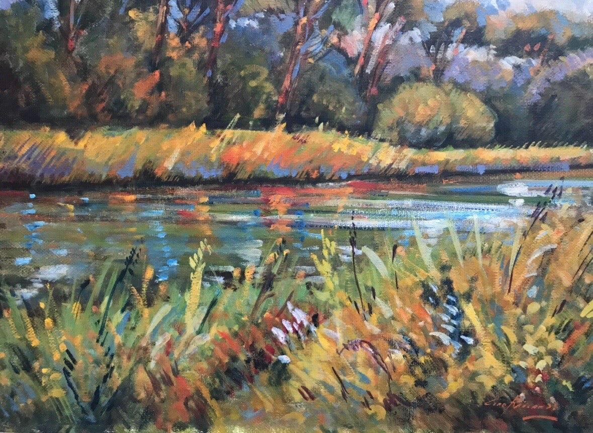 Quadro vintage -Sponde Del Fiume Volturno- dipinto a olio su tela