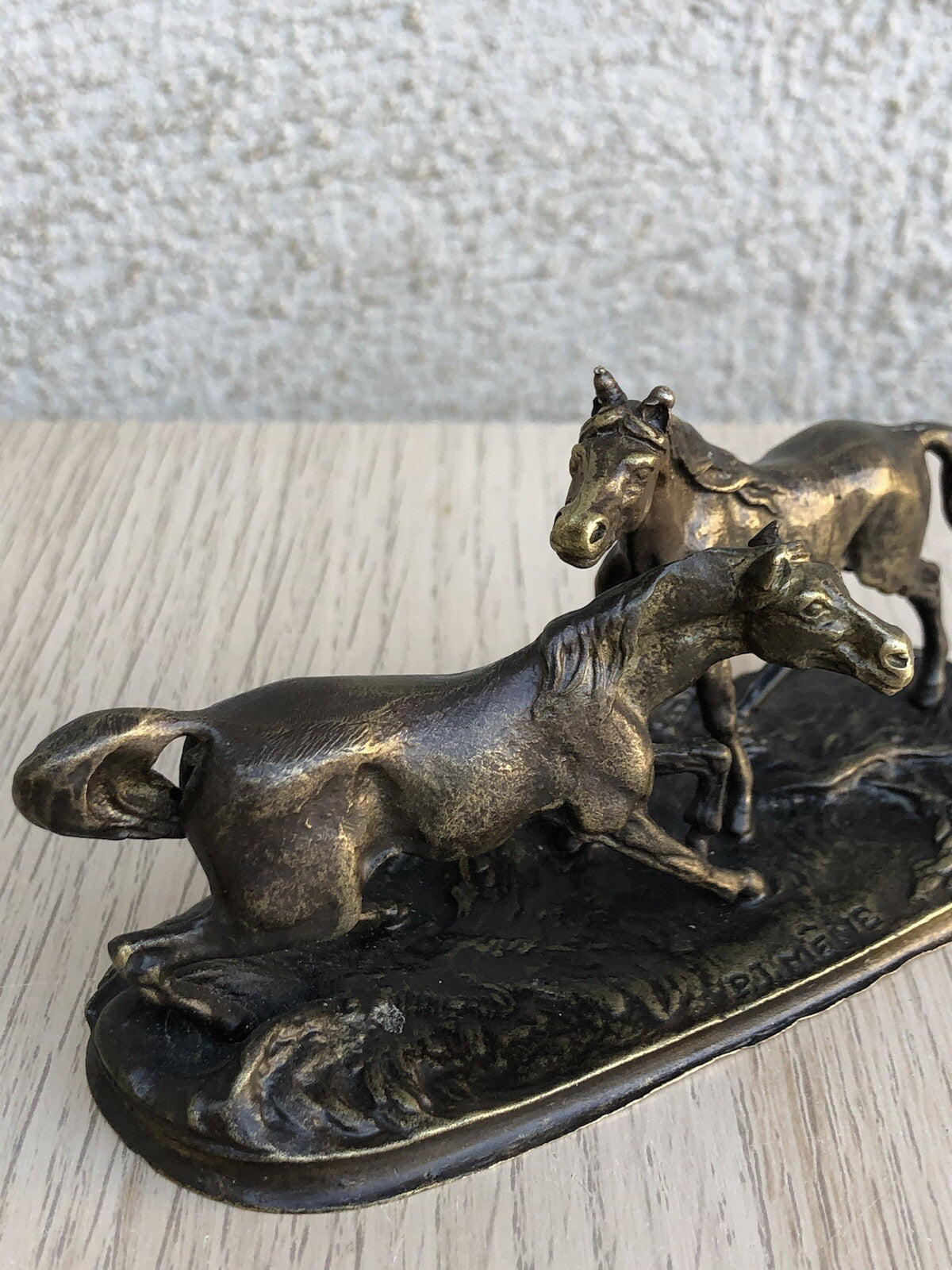 Scultura Vintage Francese -Cavalli- In Bronzo P.J.Méne