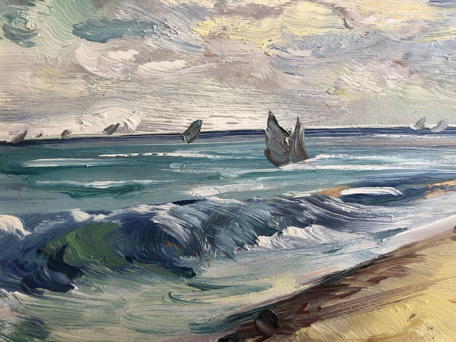Quadro -Marina- dipinto a olio su tavola
