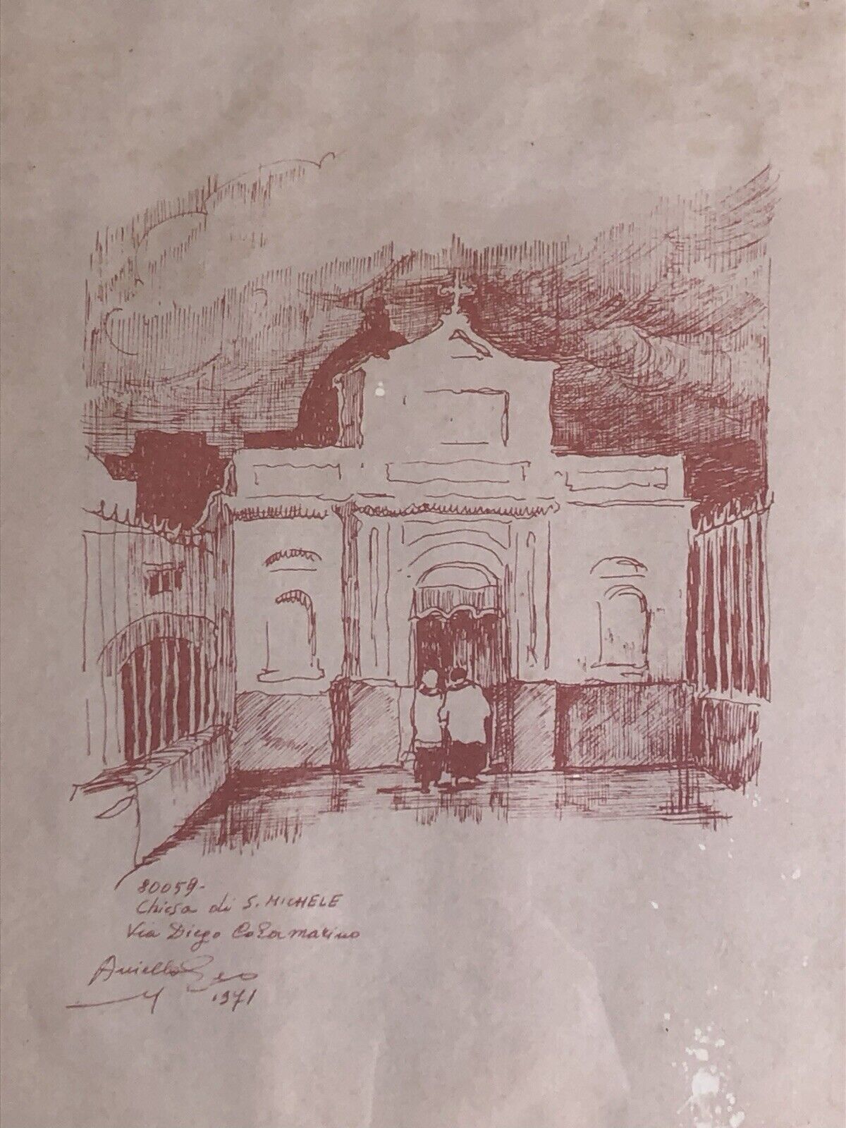 Quadro -Chiesa Di S.Michele- disegno a tecnica mista su carta