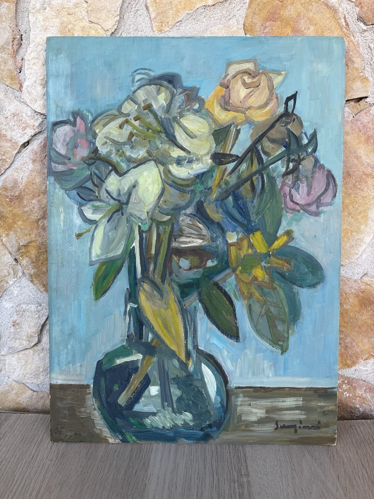 Quadro -Vaso Con Fiori- Mario Sangiovanni- dipinto a olio su tavola