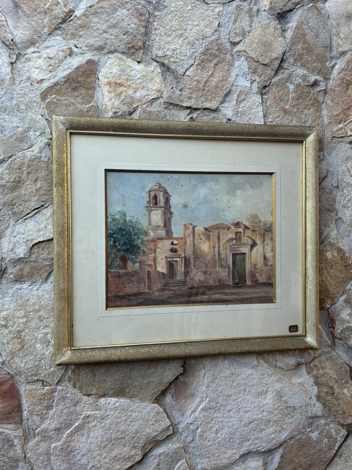 Quadro -Chiesa- realizzato ad acquerello su carta