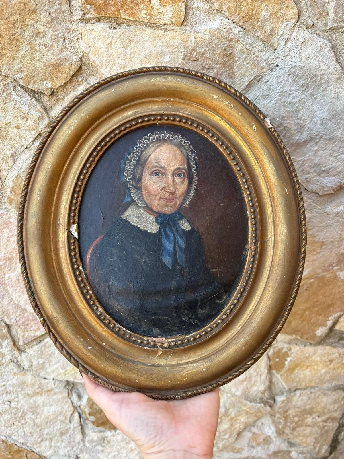 Quadro antico -Figura Di Donna Anziana- dipinto a olio