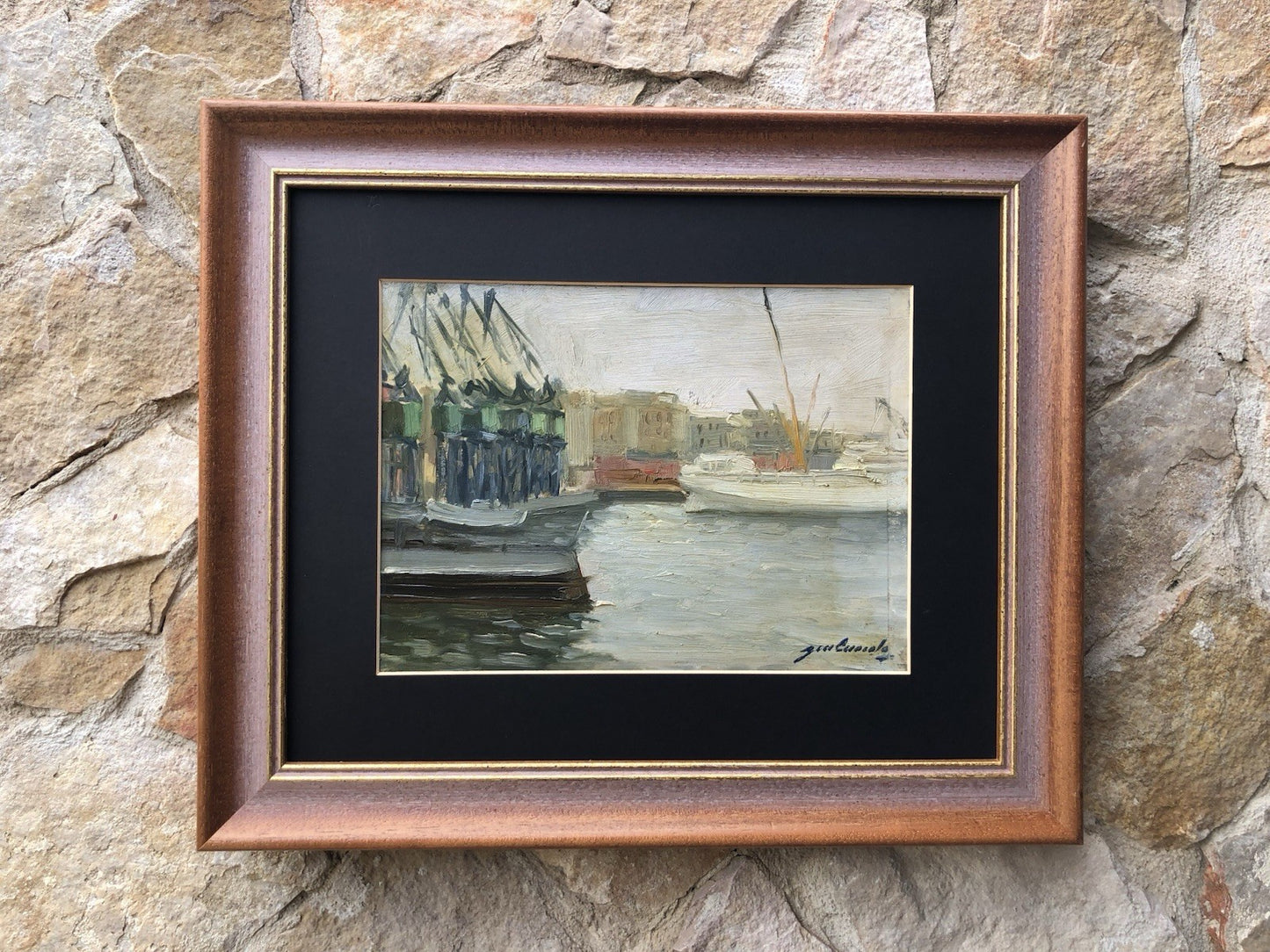 Quadro -Porto Con Barche- Gennaro Cuocolo dipinto a olio