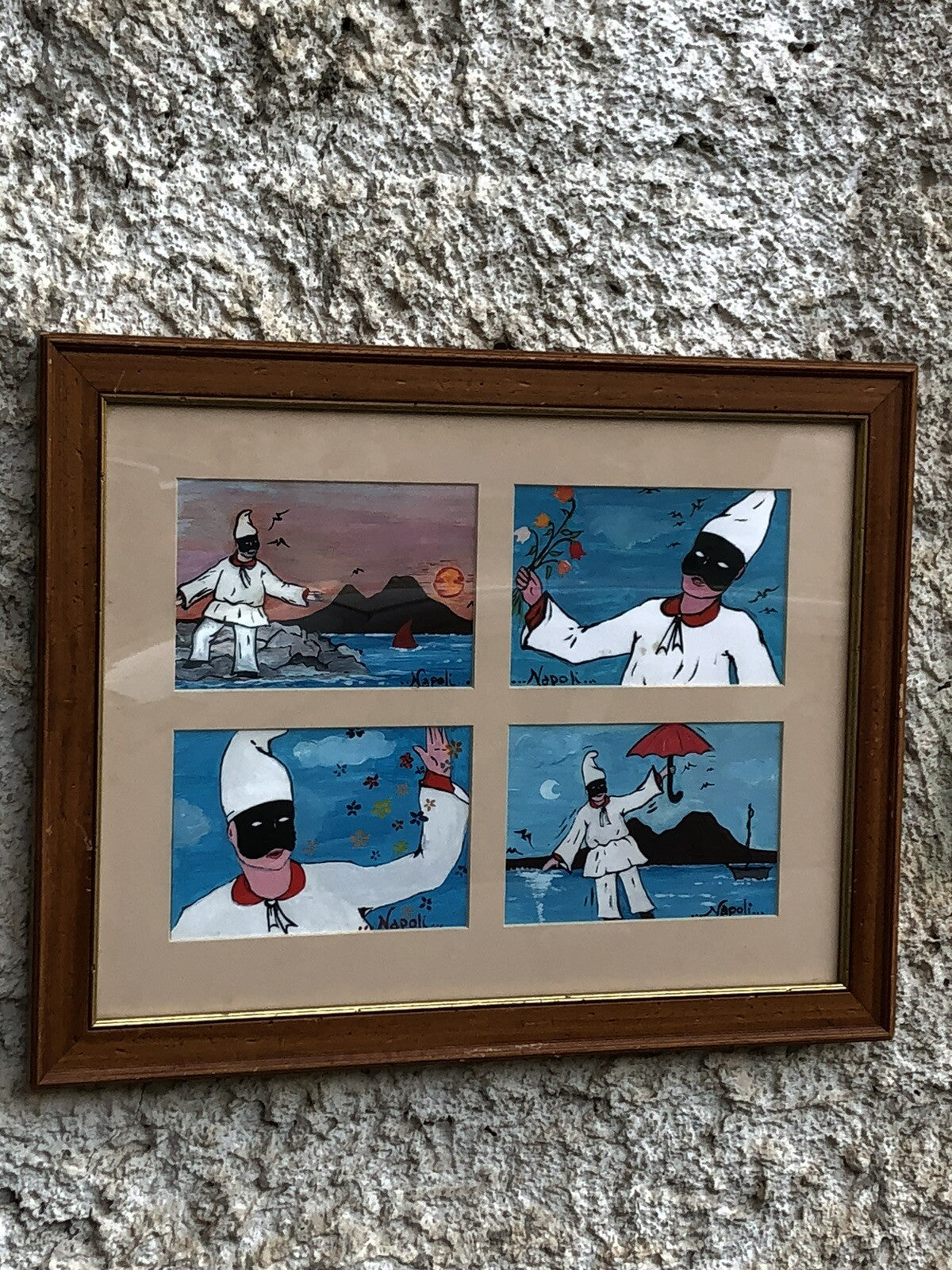 Quadro Vintage Pulcinella Dipinti A Tecnica Mista