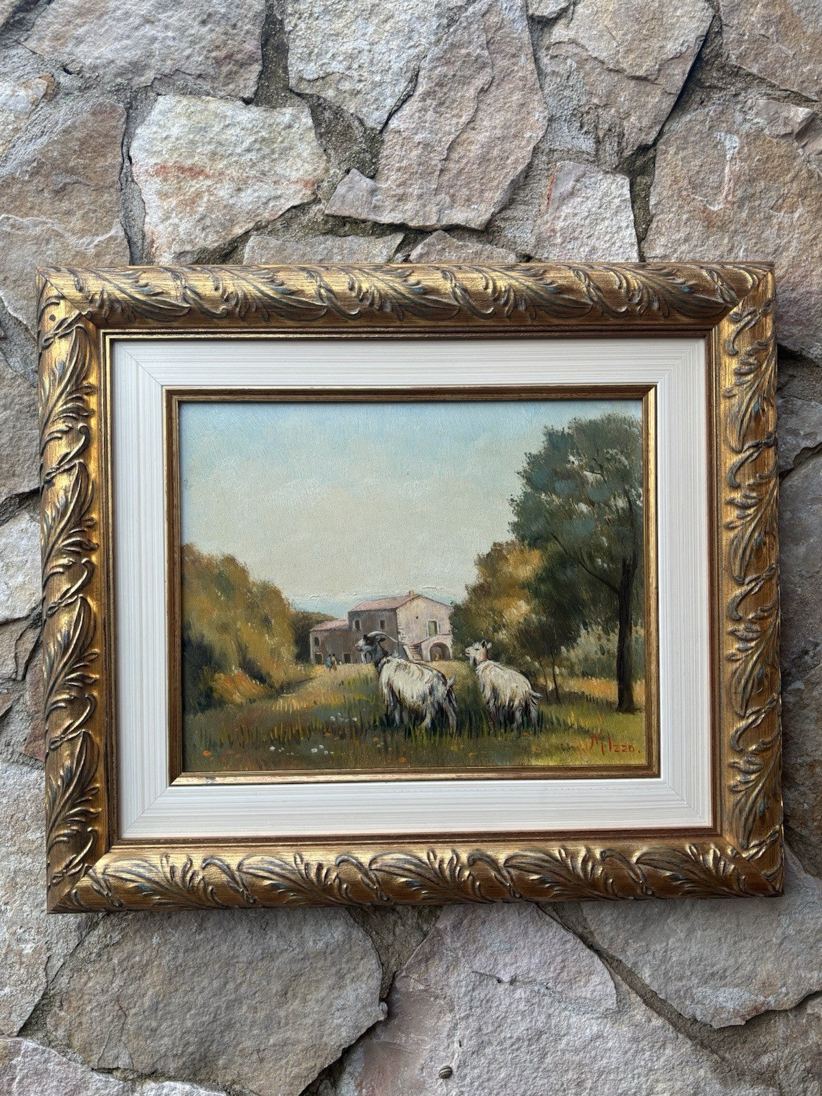 Quadro -Paesaggio Con Capre- Maria Izzo- dipinto a olio