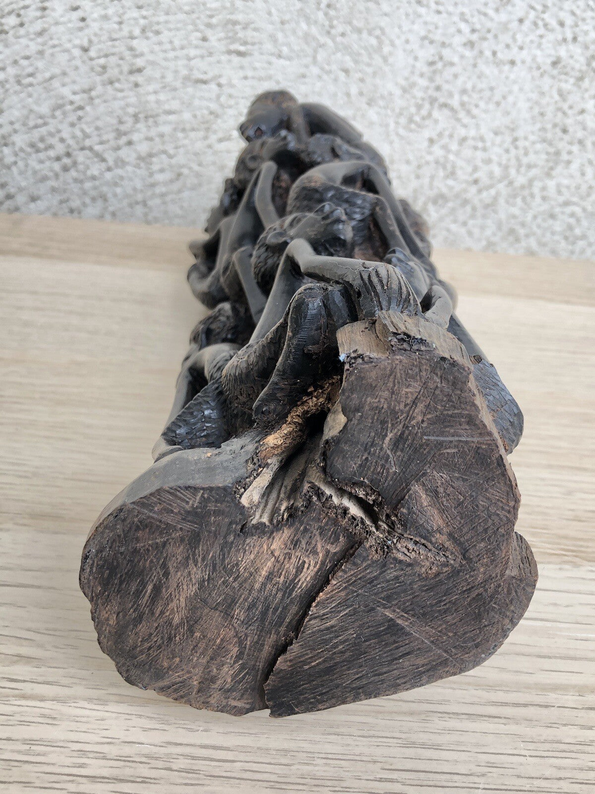 Scultura Vintage Africana Intagliata In Legno