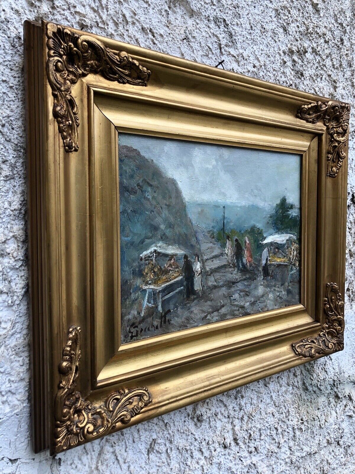 Quadro -Paesaggio Con Figure- Gaetano Bocchetti dipinto a olio su tela