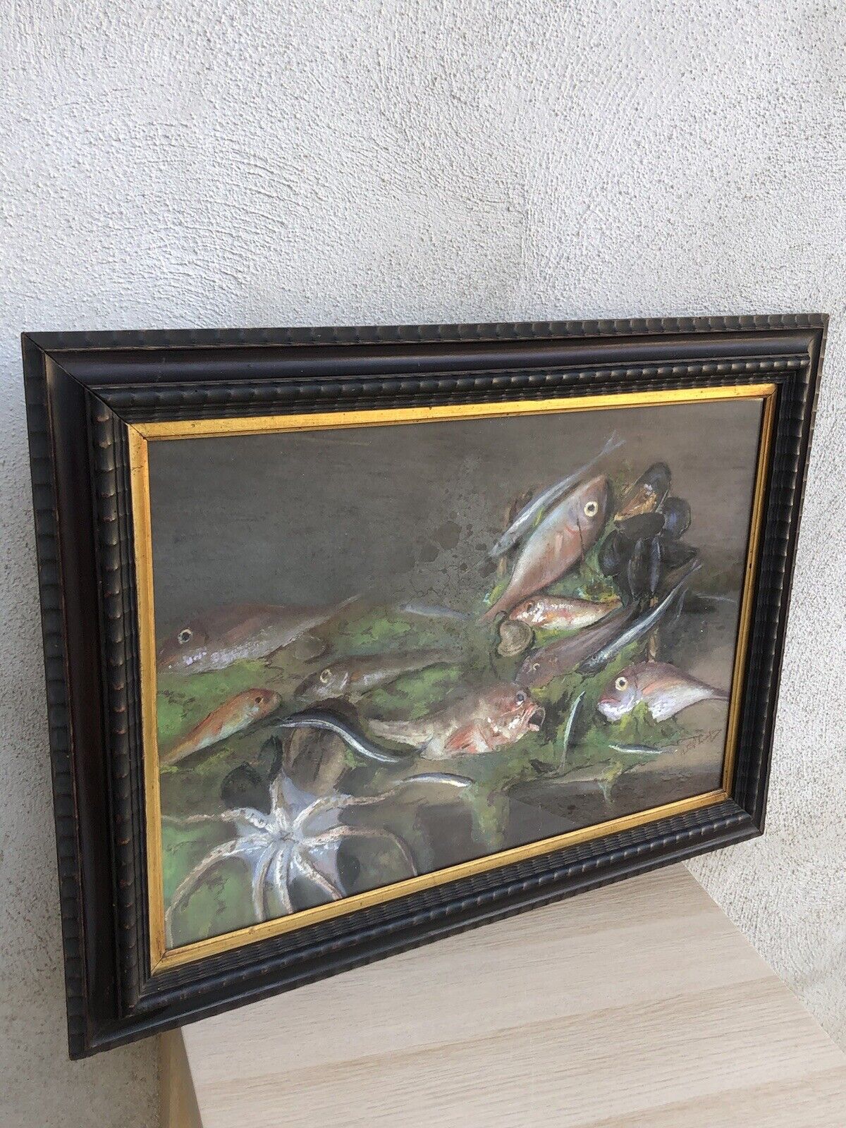Quadro antico -Natura Morta- dipinto a pastello su tavoletta
