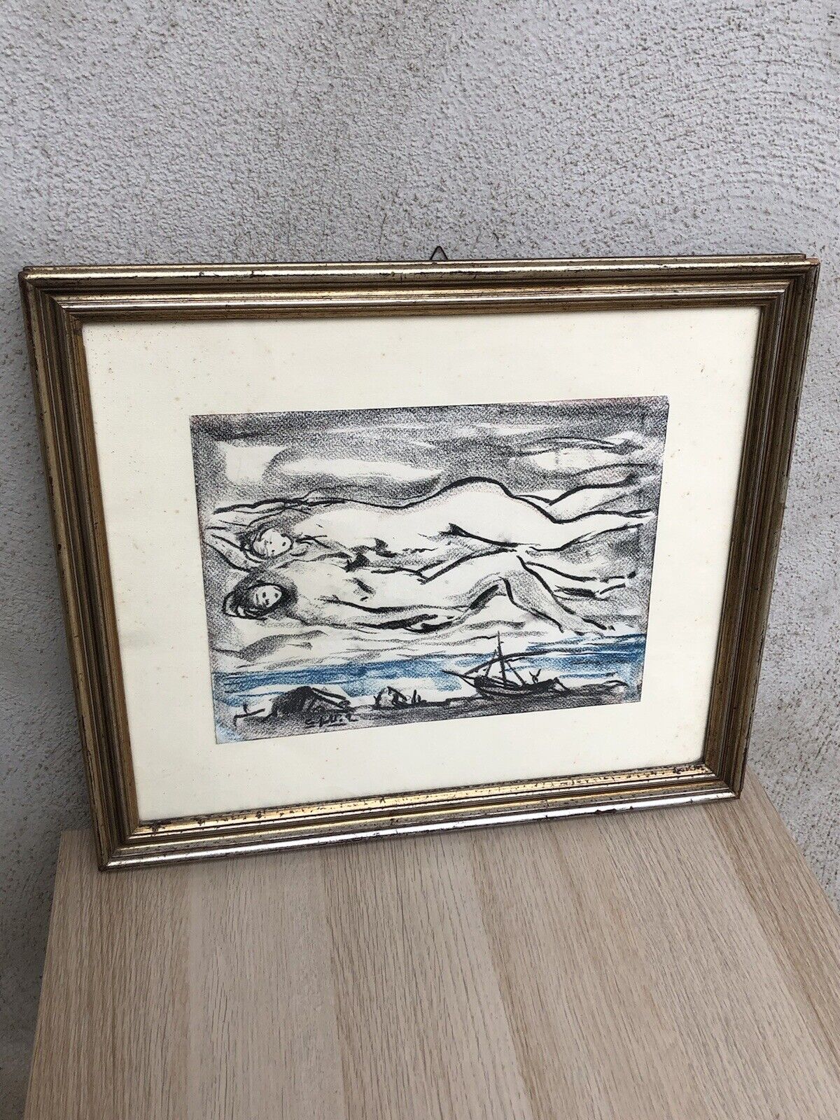 Quadro vintage -Paesaggio Con Figure- dipinto a tecnica Mista