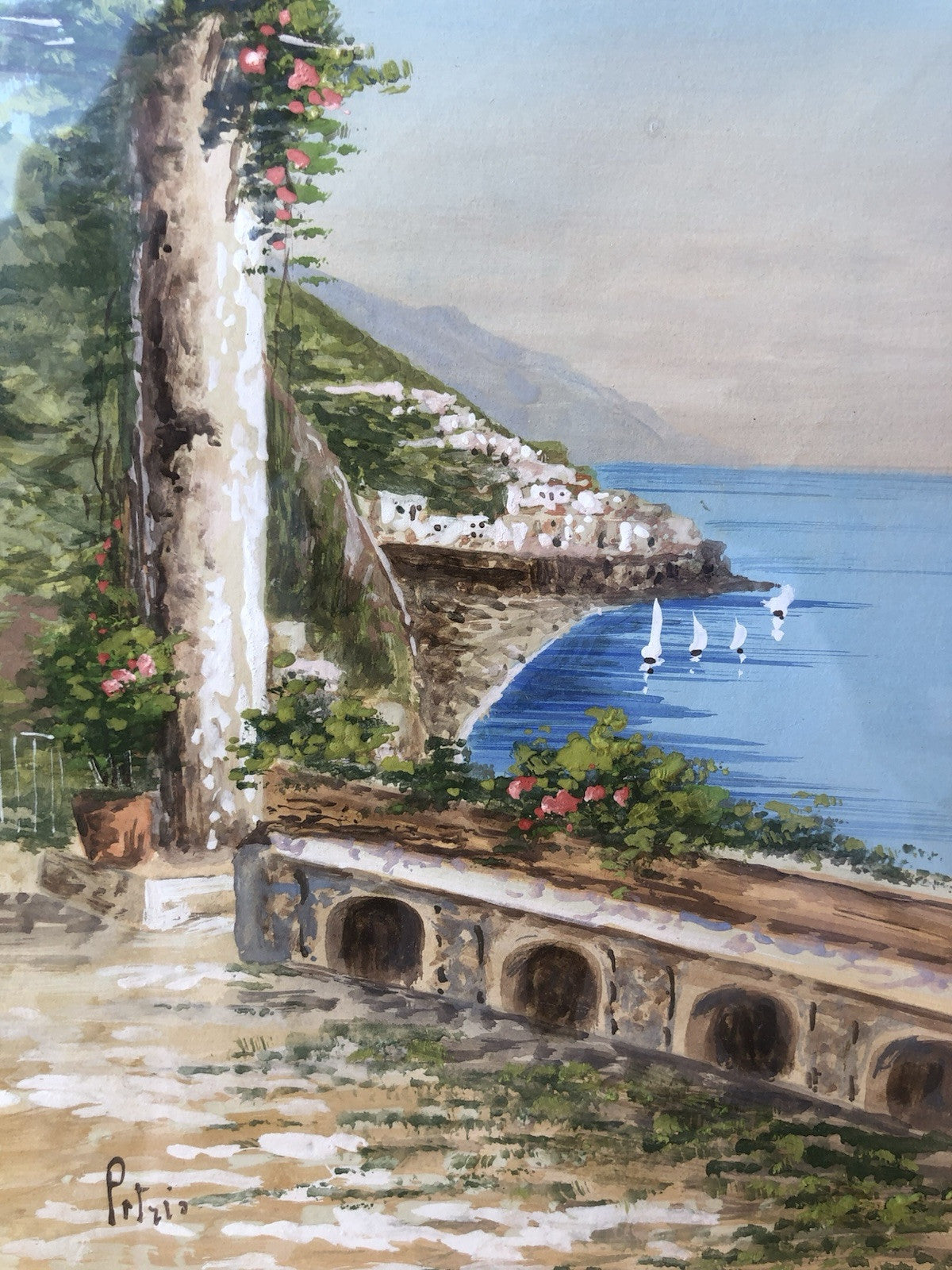 Quadro -Veduta Panoramica- dipinto ad acquerello su carta