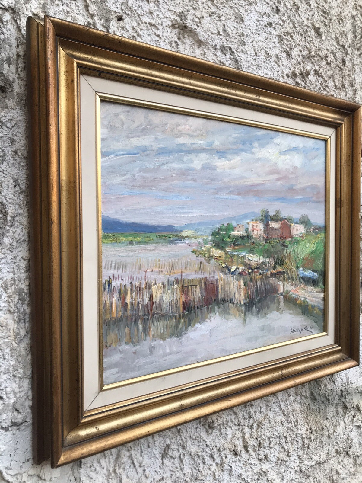 Quadro vintage -Lago Patria- dipinto a olio