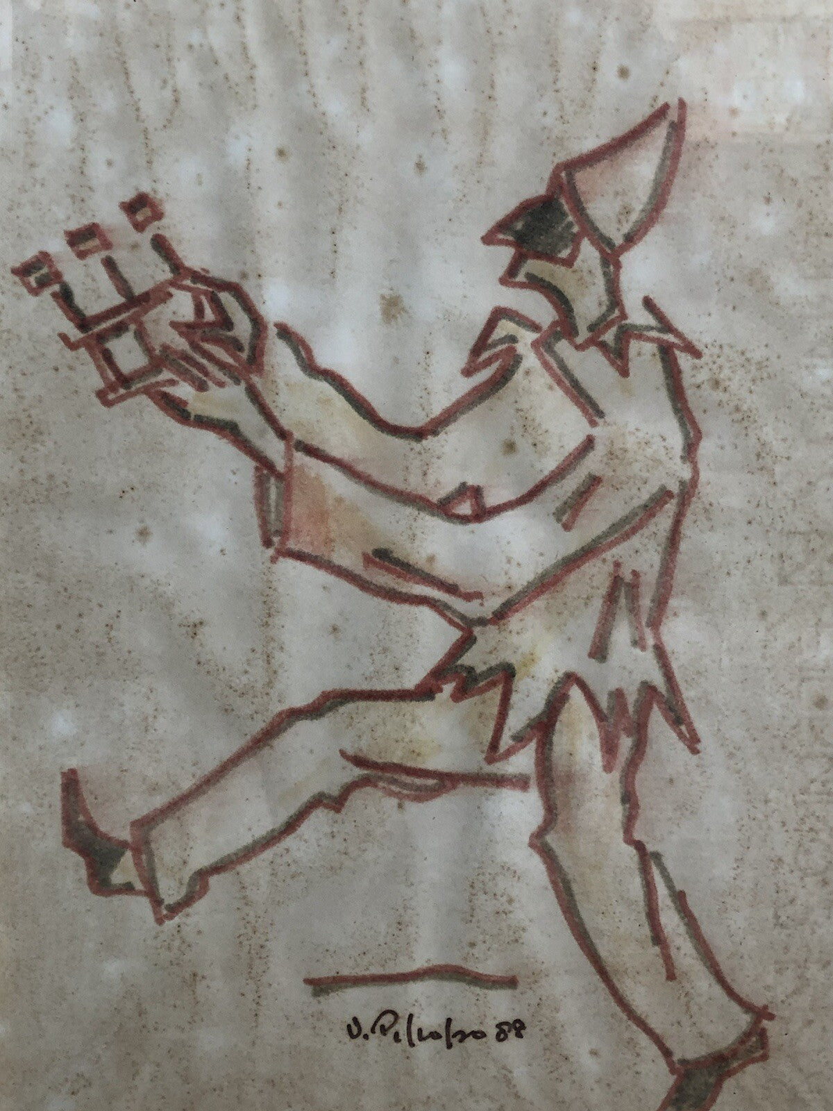 Coppia di quadri -Pulcinella- Vittorio Pisco a tecnica mista su carta