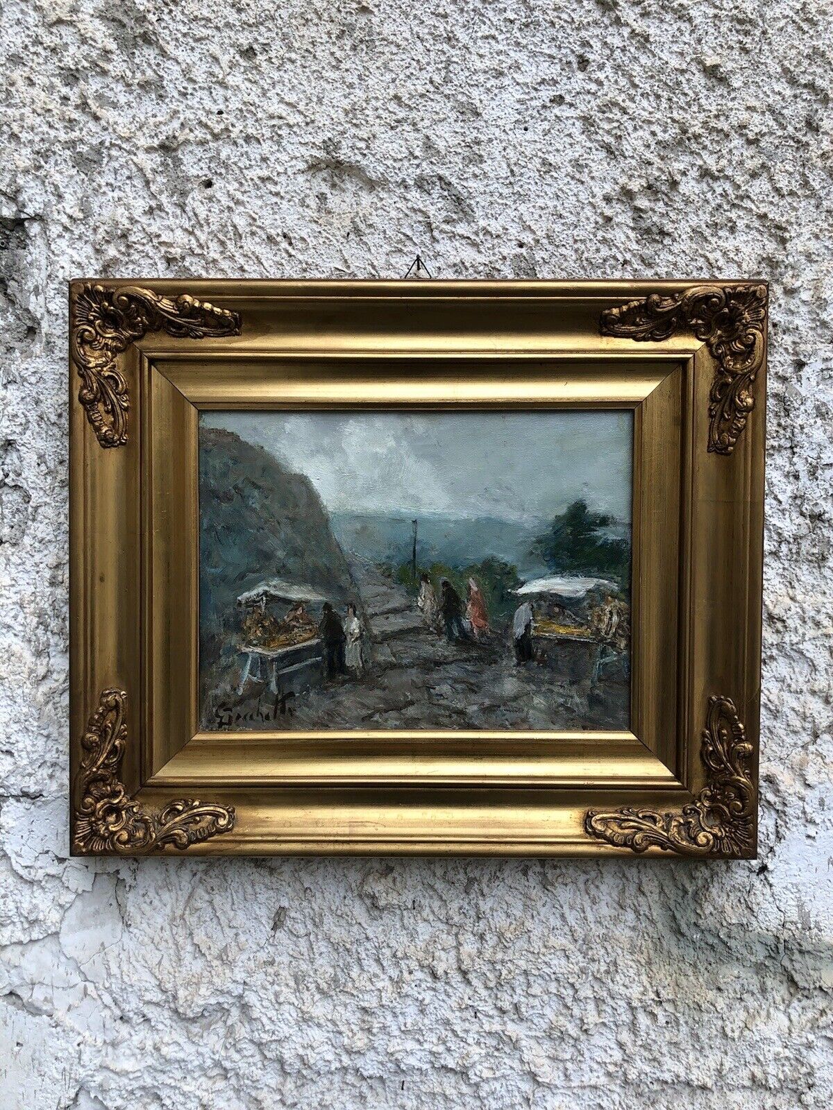 Quadro -Paesaggio Con Figure- Gaetano Bocchetti dipinto a olio su tela