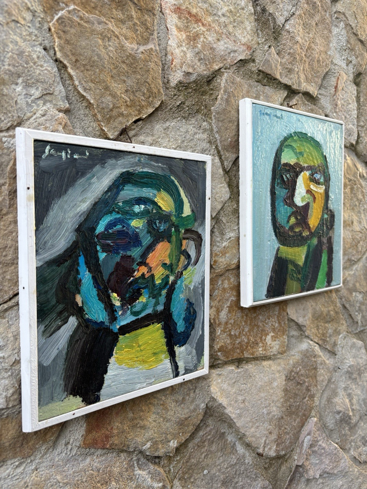 Coppia di quadri -Figure Astratte- Mario Sangiovanni dipinti ad olio