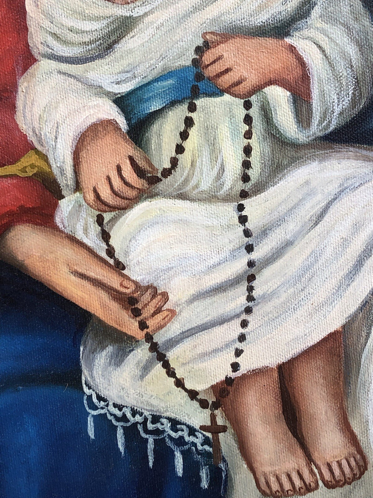 Quadro vintage -Madonna Del Rosario- dipinto a olio