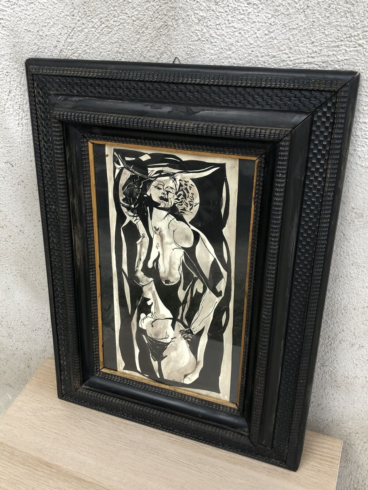 Quadro antico -Nudo- tecnica mista su carta