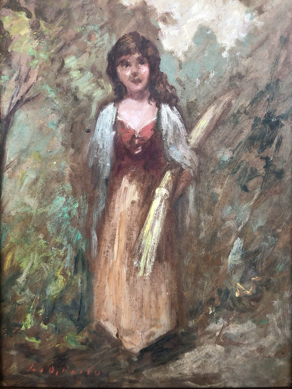 Quadro vintage -Contadina- dipinto a olio