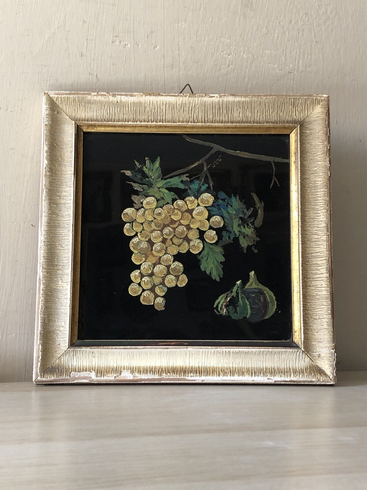Quadro vintage mattonella dipinta a olio su ceramica F.Marazzi Sassuolo