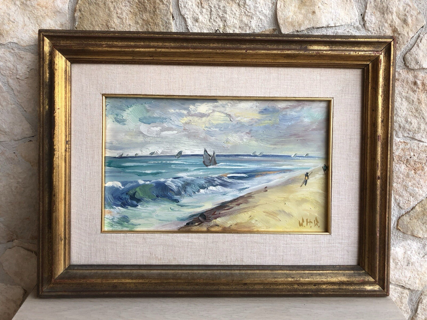 Quadro -Marina- dipinto a olio su tavola