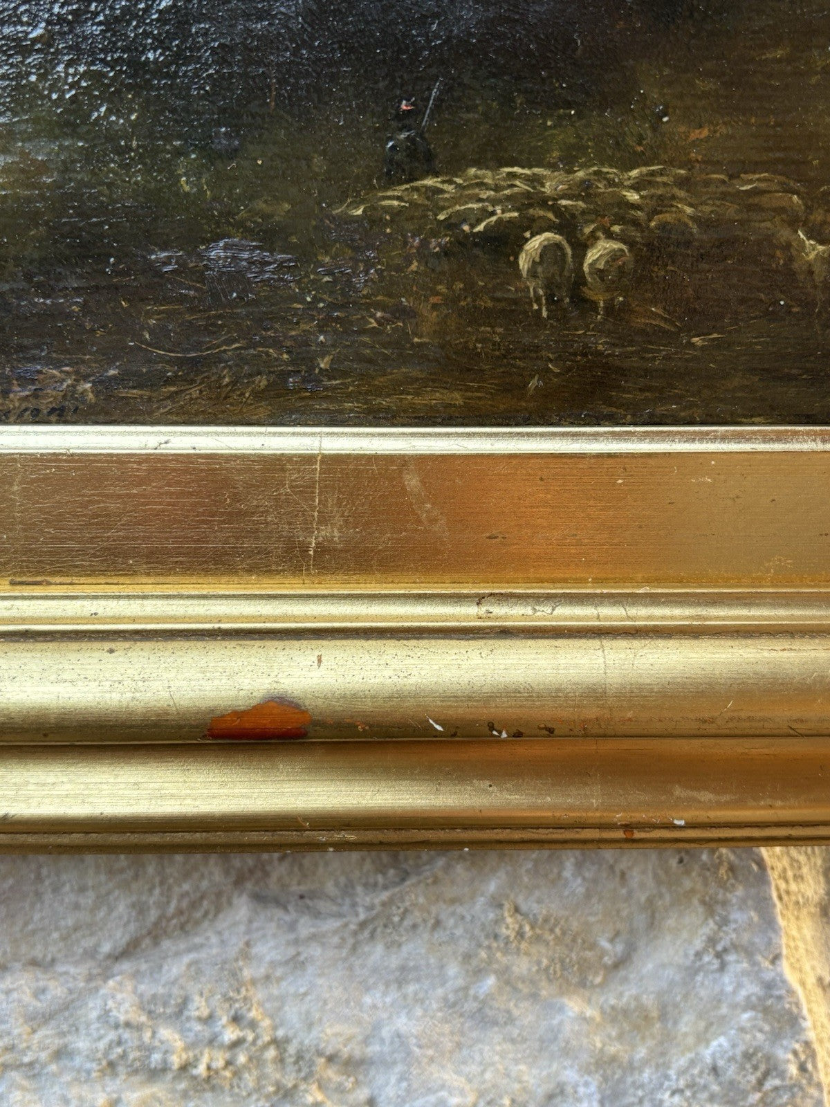 Quadro Antico -Paesaggio Con Gregge- Achille Vertunni- Dipinto A Olio