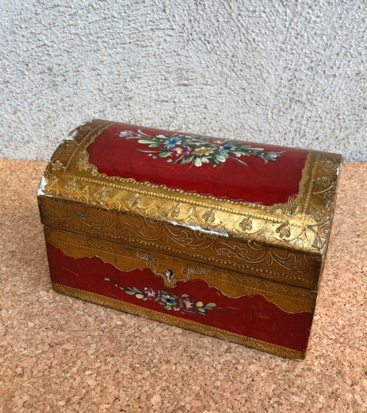 Scatola Portagioie Vintage In Legno Stile Fiorentino