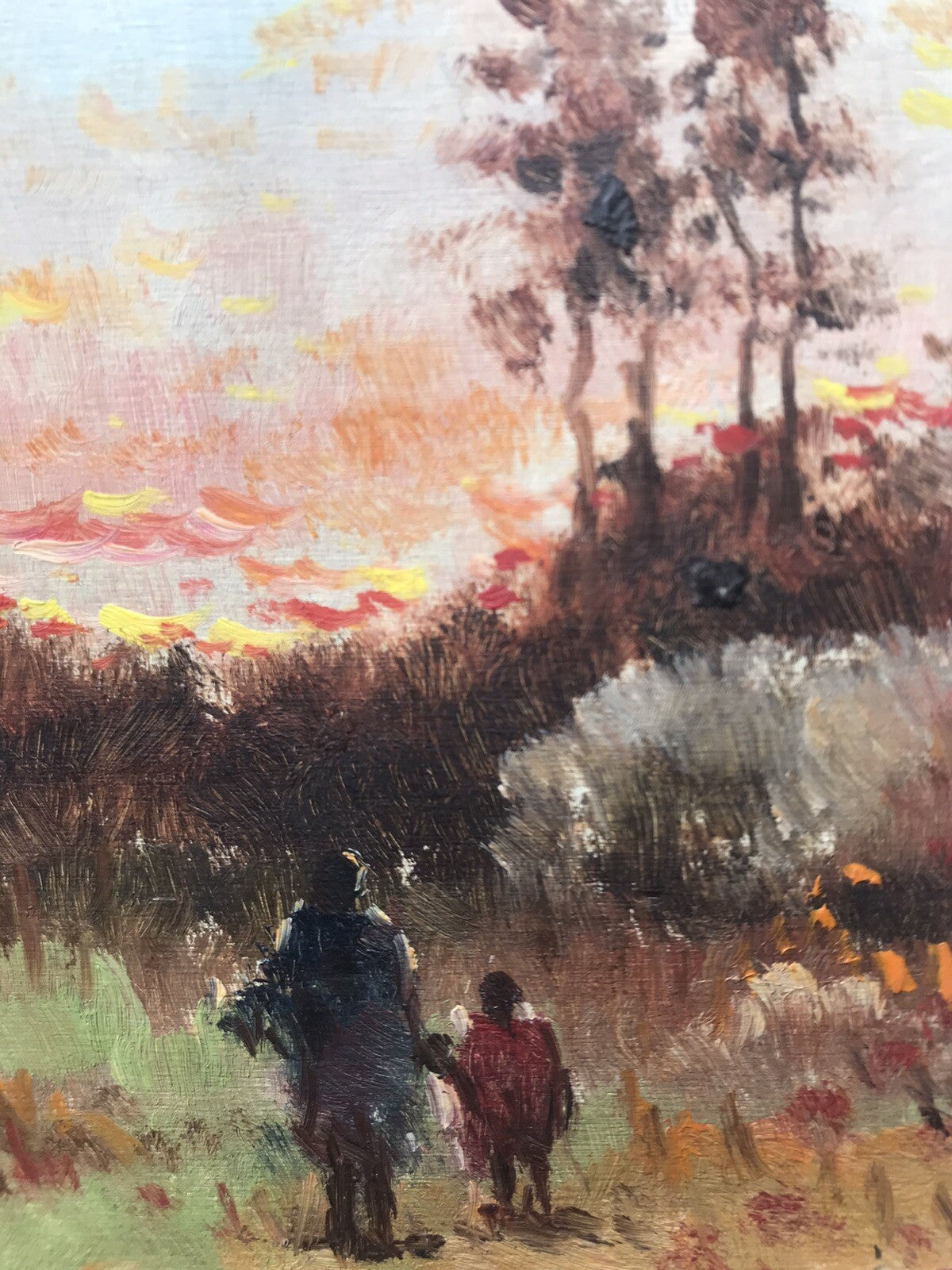 Quadro vintage -Tramonto-dipinto a olio su tavoletta