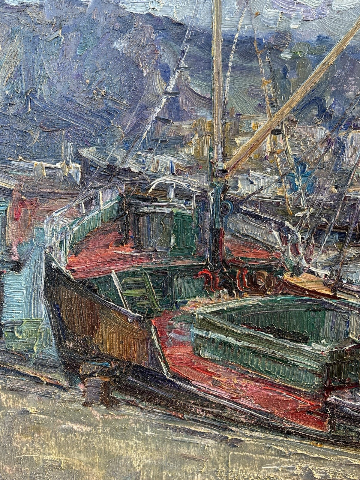 Quadro -Barche Al Porto- Nicola Canzanella dipinto a olio