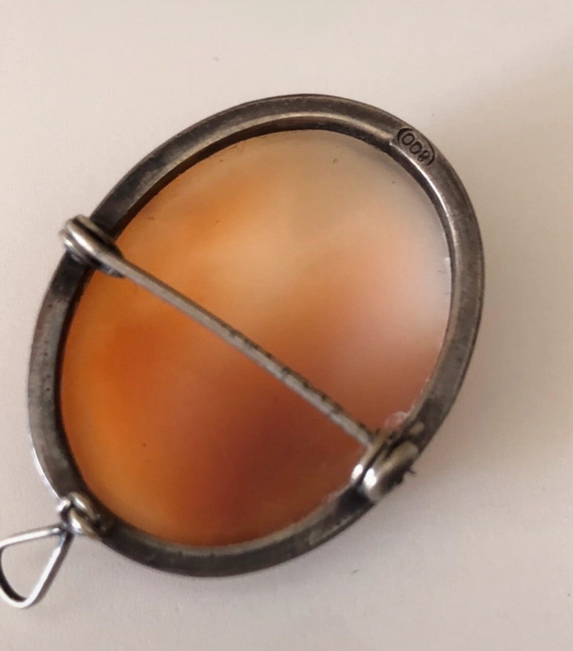 Spilla vintage ciondolo cammeo in argento 800