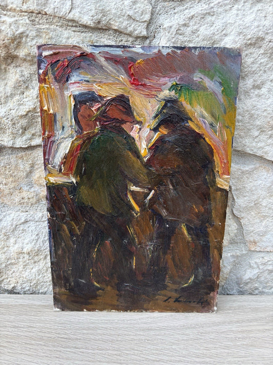 Quadro -Figure- Italo Lombardi dipinto a olio su cartoncino telato