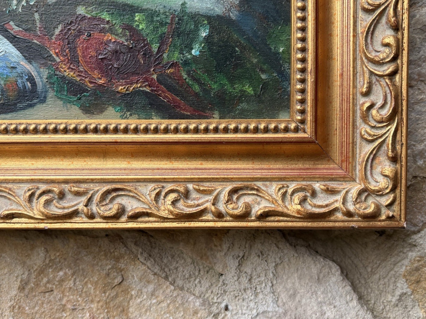 Quadro -Pesci- dipinto a olio su tavoletta