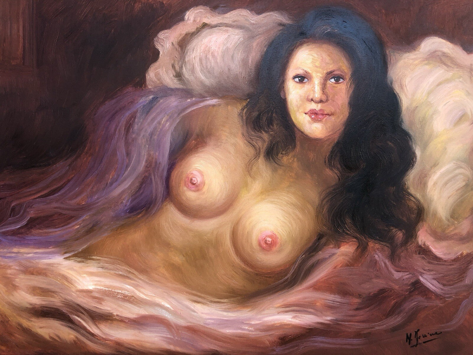 Quadro vintage -Nudo Di Donna- dipinto a olio su tela