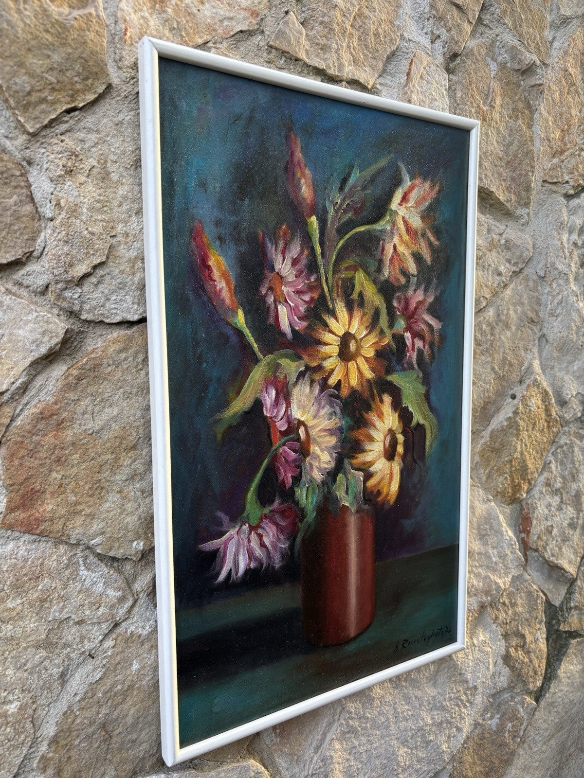 Quadro -Vaso Con Fiori- dipinto a olio su tela
