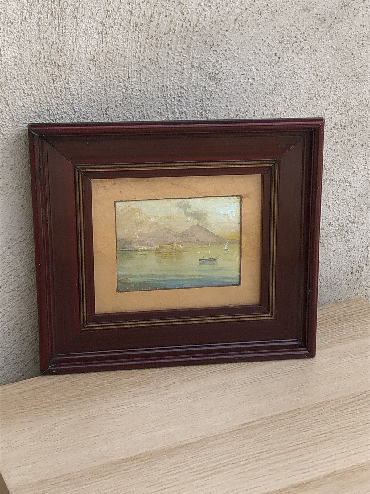 Antico quadro gouache dipinto su carta Napoli