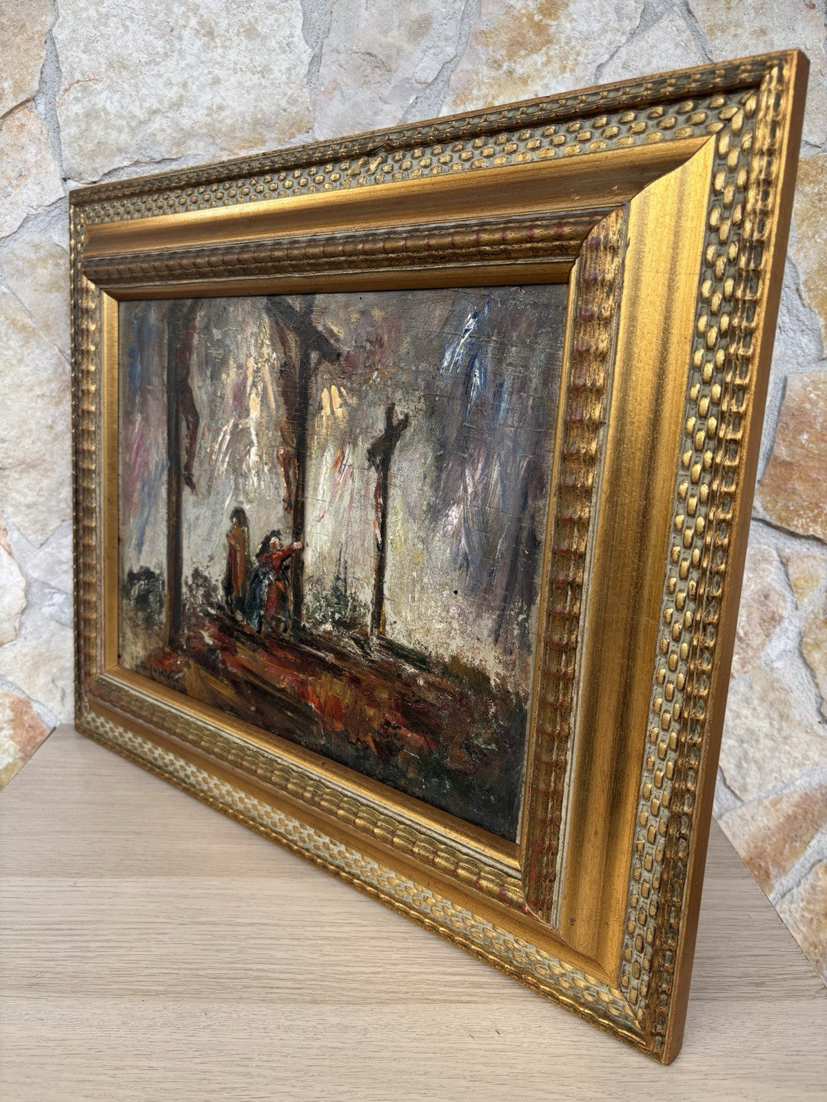 Quadro -Golgota- Guido Casciaro dipinto a olio su tavola