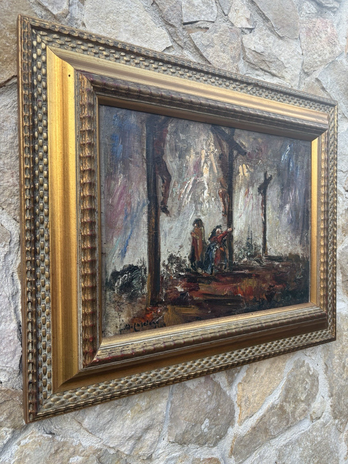 Quadro -Golgota- Guido Casciaro dipinto a olio su tavola