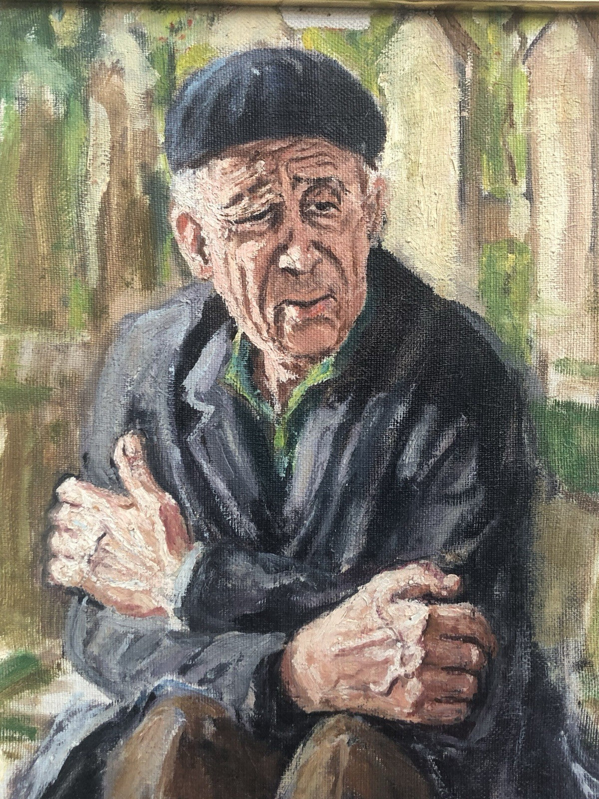 Quadro -Anziano Pensieroso- dipinto a olio
